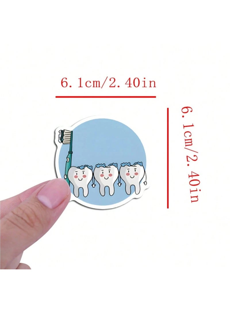 50 قطعة ملصقات الأسنان اللطيفة والمضحكة، ستيكرات فينيل فينتاج، مقاومة للماء، زينة كرتونية للأطفال والمراهقين، هدايا طبيب الأسنان، ملصقات لابتوب، زينة زجاجات المياه، ستيكرات هيدرو فلاسك، ديكور خوذة الدراجة، ملصقات حقائب السفر، لوازم تنسيق ألبوم الصور، أدوات مكتبية وفنية، ملصقات هاتف، ستيكرات طبية تعليمية، هدايا تحفيزية للطلاب، ديكور سكرابوكينغ، فينيل لاصق عالي الجودة، ملصقات مقاومة للرطوبة والشمس، مجموعة ملصقات فنية متنوعة. - Image 2